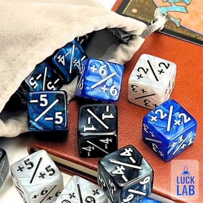 Luck Lab MTG Magic Life Counter Dice, 48 PCS - Compatible w/Magic Card Game Accessories, CCG Creature Stats w/ 2 Dice Bags (Blue Pearl, Blue Swirl, White Pearl, Black Pearl) - color: Blue Pearl, Blue Swirl, White Pearl, Black Pearl