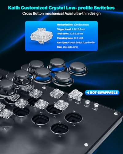 Haute42 U16 Leverless Arcade Stick, Hot-Swap 16-Key Fighting Controller | Custom RGB, Turbo Functions, Hot Swap & SOCD Supported, Compatible with PC/Ps3/Ps4/Switch/Steam Game Keyboard