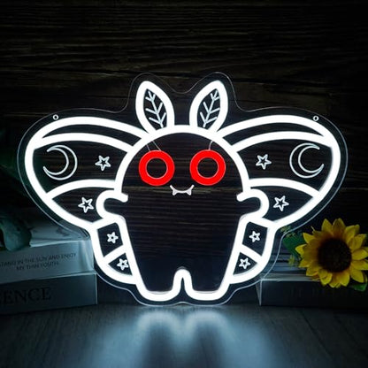Mothman Neon Sign Cute LED Cryptid Wall Art Cartoon Neon Light for Kids Room Decor Mysterious Creature Light Gift for Fans(14.8 * 10.6inch) - style: Mothman