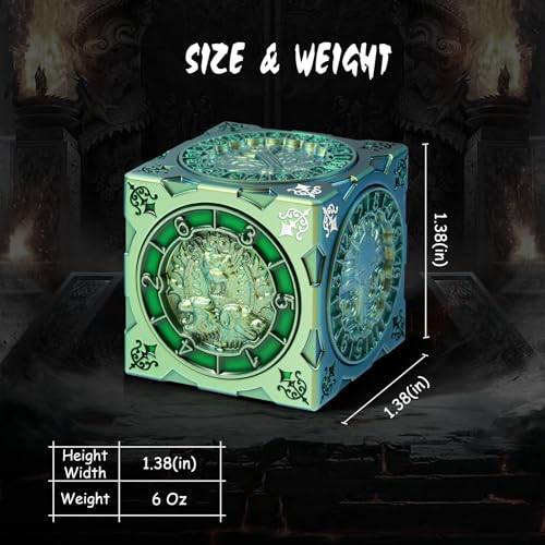 DNDND Chameleon Gold-Green Color Shift Cube Dice - Angular Color Changing D&D Spinner with 6-Side Precision Bearings & Gift Box for TTRPG - color: Chameleon Green