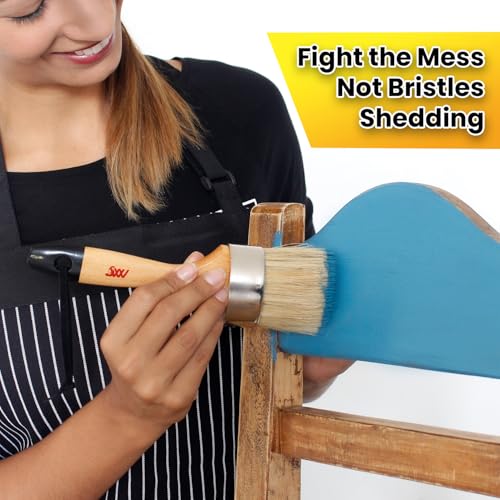 Modern Art Supplies Chalk Paint Brush Set - 4 Pcs for Furniture Painting | Includes 3 small wax brushes and 1 large bristle brush compatible with Annie Sloan and Fusion Mineral Paint