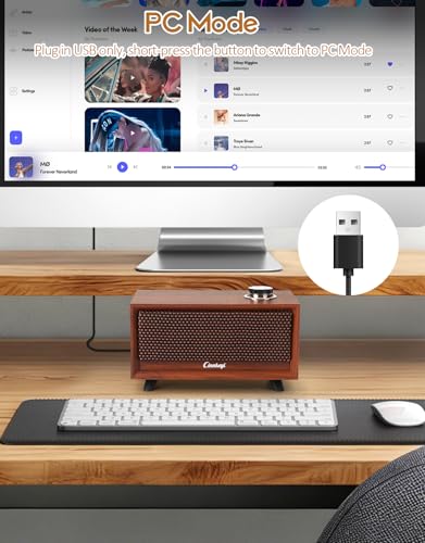 Wooden PC Soundbar Computer Speakers –PC Speakers USB Powered | PC| Line-In | Bluetooth 3 Modes, 3.5mm/USB Input Wooden Computer SoundBar Compact Stereo Speaker for Desktop, Laptop, Monitor, Tablet