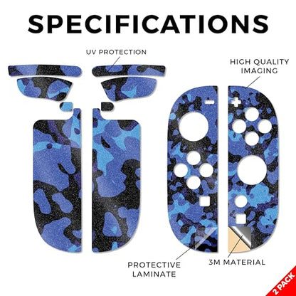 Glossy Glitter Gaming Skin Compatible with Nintendo Switch 2 Joy-Con Controller 2 Pack - Blue Modern Camo - Premium 3M Vinyl Protective Wrap Decal Cover - Easy to Apply Made in The USA by MightySkins - color: Blue Modern Camo, size: 2 Pack of Joy-Con Skin