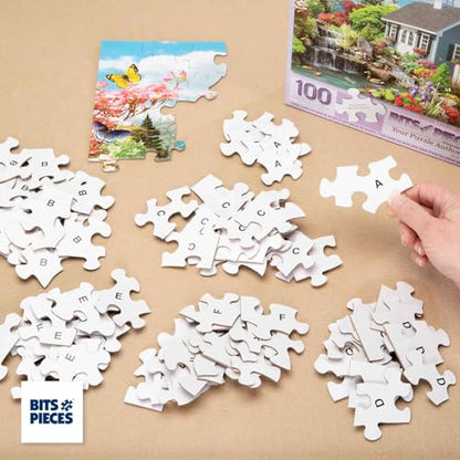 Bits and Pieces – 100 Piece Jigsaw Puzzle for Adults – Cabin on The Lake - Large Lettered Pieces Colorful Scenic Jigsaw Puzzle, Completed Puzzle Size: 15" x 19" - size: 100 Piece Puzzle