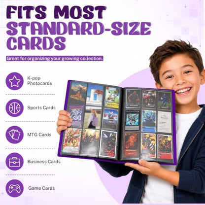 Trading Card Binder, 9 Pocket 20 Pages 360 Cards, Suitable for MTG, TCG(Purple) - color: Purple
