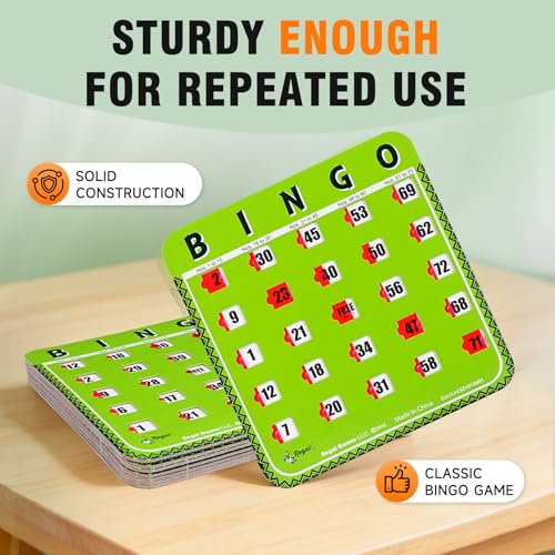 Regal Bingo Bulk Bingo Cards with Sliding Windows - Reusable Large Print Bingo Game Cards for Adults Large Group - 8 Pack, Green - color: Green (9-16)