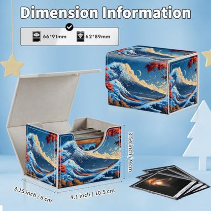 for MTG Commander Deck Box,Card Deck Box for Trading Yugioh MTG,Fits 100 Double Sleeved Cards,PU Leather Strong Magnet Case for Magic Commander TCG CCG,Sea Wave Moon - color: Sea Wave Moon