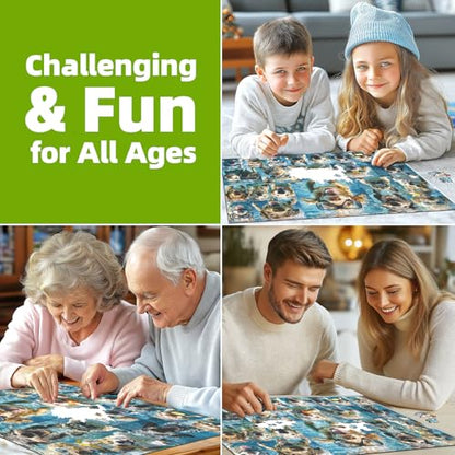 Underwater Dogs Jigsaw Puzzles 1000 Pieces for Adults Funny Cute Dogs Collage Puzzles for Adults 1000 Pieces with Letters on Back Hard Impossible Difficult Challenging Family Puzzle - color: Underwater Dogs