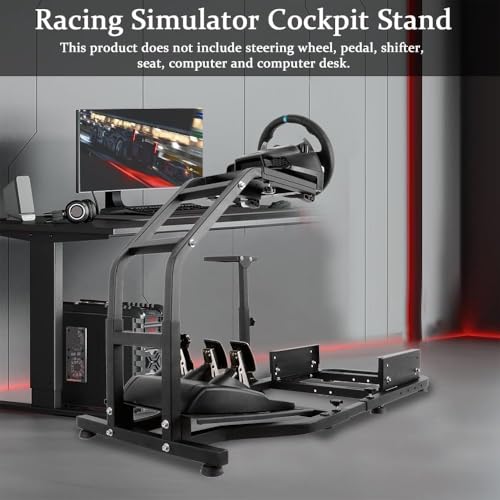 Marada Standing Racing Simulator Cockpit Racing Wheel Stand Fit for Logitech G25 G27 G29 G920 G923, for Thrustmaster T300 T500 T300RS, for Fanatec Adjustable,Without Wheel Pedal & Shifter