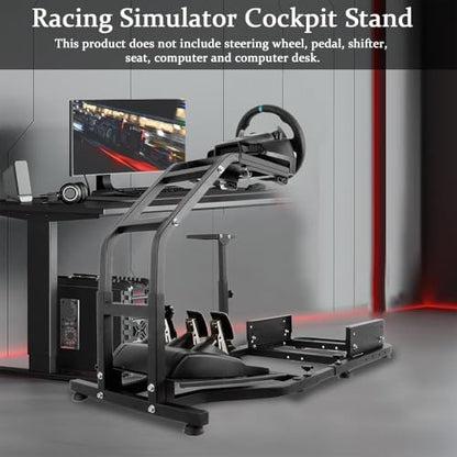 Marada Standing Racing Simulator Cockpit Racing Wheel Stand Fit for Logitech G25 G27 G29 G920 G923, for Thrustmaster T300 T500 T300RS, for Fanatec Adjustable,Without Wheel Pedal & Shifter