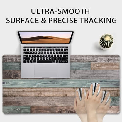 Rustic Wood Pattern Large Gaming Mouse Pad Desk Mat 31.5"x15.7" | Extended Mousepad, Non-Slip Rubber Base , Stitched Edges, for Computer/Laptop/Office/Home - color: Rustic Wood