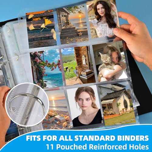 40 Pack 9 Pocket Card Sleeves Binder Sheets，Holds 720 Cards, Clear Trading Card Sleeve Pages Protector for 3 Ring Binder, Fit for Baseball,Football,Game,Business Cards - size: 40 pack