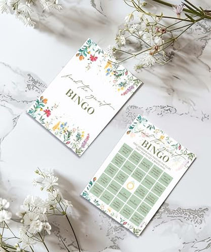 Find The Guest Bingo Game Cards, Wildflower Bridal Shower Games Card, Floral Wedding Shower Games Set, 25 Game Cards for Bridal Shower Wedding Bachelorette Engagement, 05 - style: Find The Guest Bingo