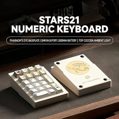 STARS21 Mechanical Number Pad,Aluminum CNC VIA/QMK Programmable Macro Numpad Gasket Hot Swappable Wireless Numeric Keypad BT5.0/2.4Ghz/USB-C RGB Gaming Keypad for Laptop/PC/Office (White) - color: White