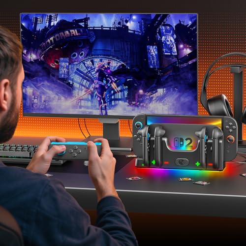 Switch Controller Charger Dock Station Compatible with Nintendo Switch & OLED Model Joy-con, Charging Dock Station Support to Charge 6 Joycons - size: 9''