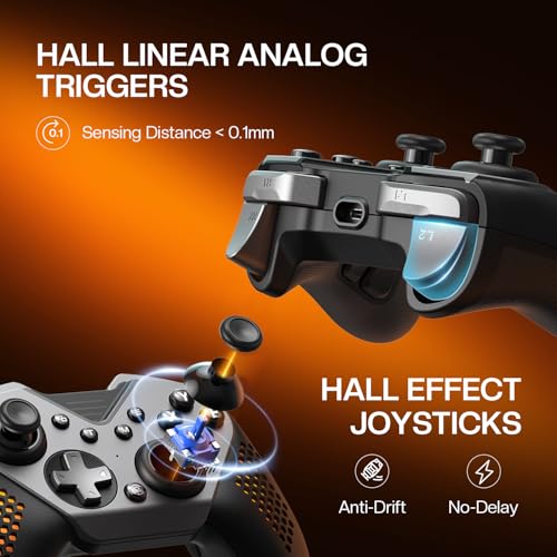 NYXI Flexi Wireless PC Gaming Controller, 1000Hz Polling Rate Hall Effect Joystick, Interchangeable D-pad&Left Joystick, 4 Mppable Buttons, Adjustable Turbo/Vibration for PC/Switch/iOS/Android | 1000Hz Polling Rate, Hall Effect Joystick, Interchangeable D