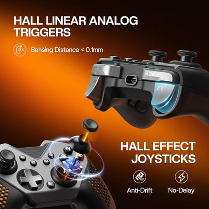 NYXI Flexi Wireless PC Gaming Controller, 1000Hz Polling Rate Hall Effect Joystick, Interchangeable D-pad&Left Joystick, 4 Mppable Buttons, Adjustable Turbo/Vibration for PC/Switch/iOS/Android | 1000Hz Polling Rate, Hall Effect Joystick, Interchangeable D