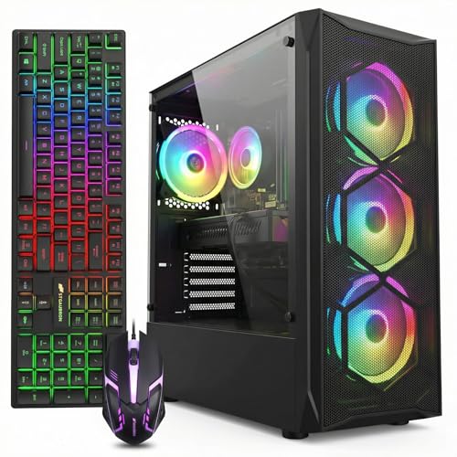 STGAubron Gaming PC Desktop,Core I7,RX 580 8G,16G RAM,512G SSD | Gaming Computer Tower for Streaming,Video Editing,Home,School,I7 up to 3.9GHz,ARGB Fan,WiFi 6,BT 5.0,4K DP,HDMI,Win11 Home