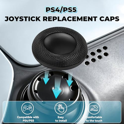 Controller Thumb Grips Replacement Caps, for PS4/PS5 Controller 12 Pack, Premium Joystick Caps for Enhanced Grip and Precision, Anti-Fingerprint, Anti-Slip, Anti-Scratch (Black)