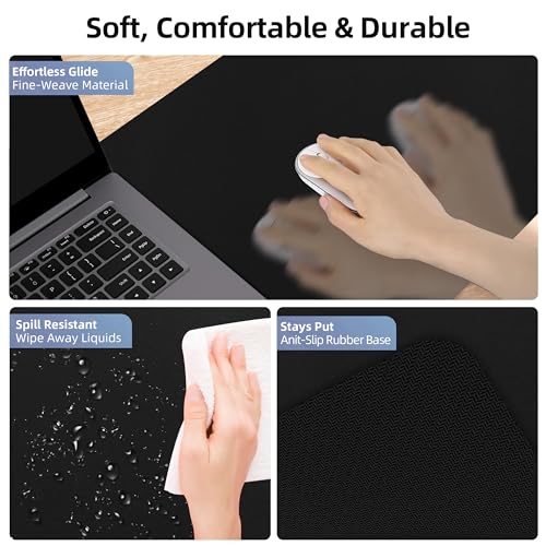 Gaming Mouse Pad, Wireless Charging Mouse Pad Gaming, 31.5"x11.8" Large Desk Mat for Laptop/Computer/Keyboard, Waterproof Smooth Surface, Non-Slip Base, Black - color: Black