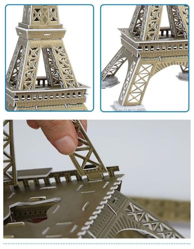 Architecture World Famous of 3D Puzzle.Build Your Own Collection of 17 Global Landmarks (Notre Dame, Colosseum) - Educational DIY Model Kit for Kids & Adults. (Eiffel Tower) - color: Eiffel Tower