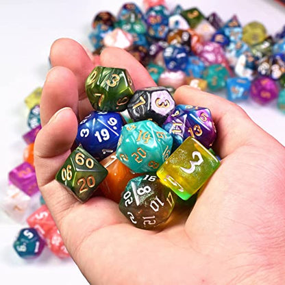 DND Dice Sets, 175Pcs Polyhedral D&D Dice with 4 Leather Bags for D&D Role-Playing Games, RPG Table Games(25Sets) - color: 25sets/175pcs