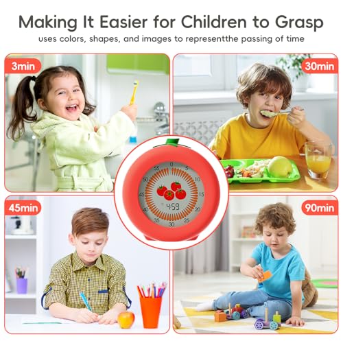 Tomato Kids Visual Timer for Classroom, Office and Meetings | 299 Minute, Cute Pomodoro Countdown Timer with Pause Function, Clock and Alarm, Kitchen Cooking Helper