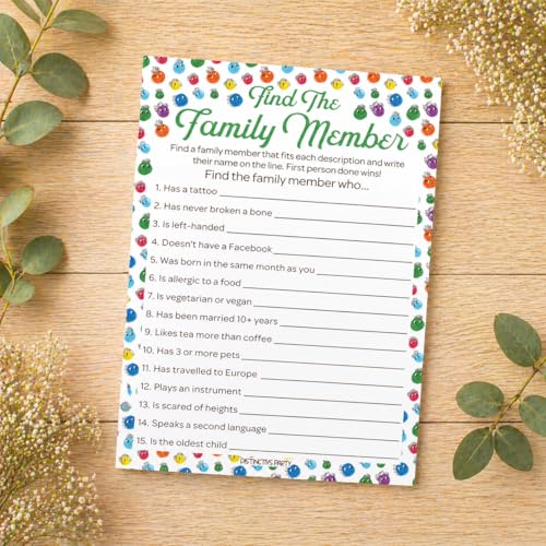 Family Reunion Games Set, 4 Interactive Group Activities, 20 Guests | Family Trivia, Most Likely To, Family Feud & Find the Family Member, 5x7 in Cards