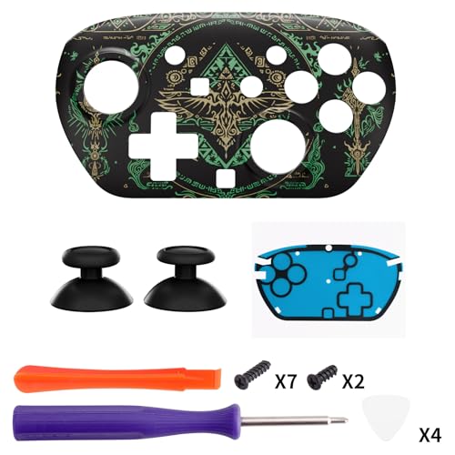 eXtremeRate DIY Replacement Faceplate Shell for Nintendo Switch 2 Pro Controller, Custom Front Housing Case, Thumbsticks and Screwdriver Tools for Switch 2 Pro Controller - Totem of Kingdom Black - color: Totem of Kingdom Black