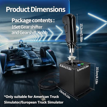 ZLiT PC USB Racing Game Truck Simulator Gear Shifter+Gearshift Knob for Logitech G923 G29 G27 G25 G92 for Tumaster Steering Wheel (Black)