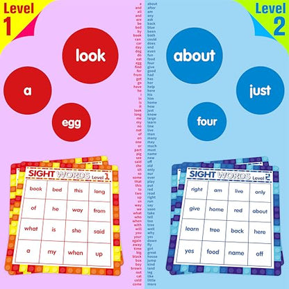 SpriteGru Sight Word Bingo Game, 160 Sight Words Learn to Read Level 1 & Level 2 Bingo Board Game Dolch's & Fry's Words Lists for Kindergarten and Preschool Kids 4-8, Perfect for Classroom & At Home - style: 25 Pcs Sight Word Bingo Game Level 1-2