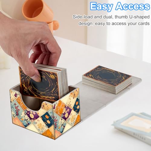 Quilt Pattern Deck Box for MTG Commander | Holds 100+ Double-Sleeved Cards | Strong Magnetic TCG Card Case for Collectible Games - color: Quilt Pattern