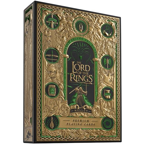 theory11 Lord of the Rings Playing Cards – Green and Gold Middle Earth Poker Deck with Custom Fantasy Artwork, Magic, Cardistry, Game Night Gift for LOTR Fans, Card Collectors, Magicians & Adults