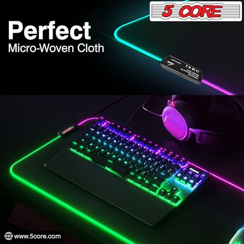 5 CORE RGB Gaming Mouse Pad Medium 11.8x9.8 Inch 12 LED Lighting Modes Desk Mouse Mat Non-Slip Rubber Base Waterproof Mousepad for Gaming MP 300 RGB