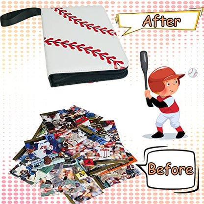 Baseball Gifts Cards Binder with Sleeves - 9 Pocket, Double Sided, 50 Removable Sleeves, Collectible 900 Cards - Zip Trading Card Collection/Collector Albums/Folder for MTG, TCG, Sport Cards - color: White - 900 Pockets