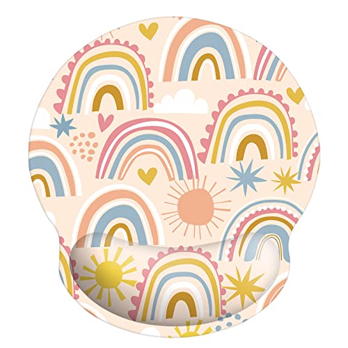 Memory Foam Wrist Support Mouse Pad Comfortable Padded Wrist Mousepads 9in X10in Desktop Notebook Mouse Mat (Cute Rainbow Foam) - color: Cute Rainbow Foam