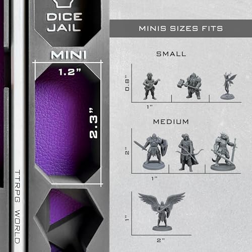 All-in-One Dice Tray with Tower by TTRPG World - Magnetic Modular Organizer for 5E & d20 RPGs with Soft Lining, Tower, Mini Holder, Sheets & Mystery Dice Set (Purple) - color: Purple