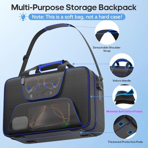 Carrying Case Compatible with PS5/Slim/Pro Disc & Digital, P S5 Travel Case for Play 5 Controllers, PS Portal, Game Discs, PS 5 Protective Travel Bag Play 5 Carry with Zipper Pocket, Black and Blue - color: Black & Blue
