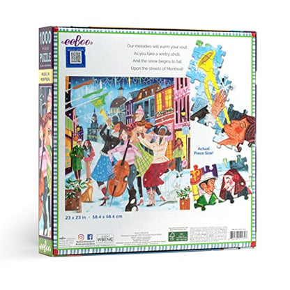 eeBoo 1000 Piece Puzzle - Music in Montreal Jigsaw Puzzle for Adults, Square 23" x 23" Made with Recycled Board & Vegetable-Based Ink - style: Music in Montreal