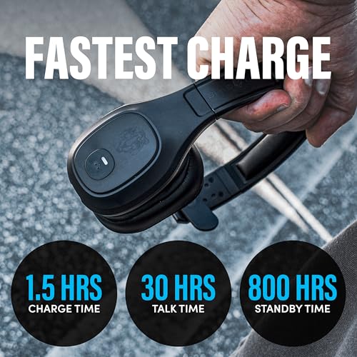 Blue Tiger Storm Black - Premium Trucker Bluetooth Headset - Wireless Noise Canceling Mono Headset with Mic - High-Fidelity Sound, 30-Hour Talk Time, USB-C Charging - for Truck Drivers, Bluetooth 5.0 - color: Black, style: Storm Black