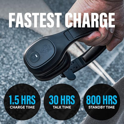 Blue Tiger Storm Black - Premium Trucker Bluetooth Headset - Wireless Noise Canceling Mono Headset with Mic - High-Fidelity Sound, 30-Hour Talk Time, USB-C Charging - for Truck Drivers, Bluetooth 5.0 - color: Black, style: Storm Black