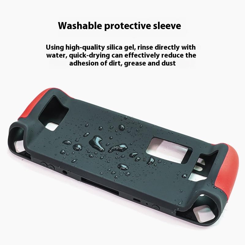 Steam Deck Protective Case - Lightweight Shockproof Silicone Cover with Anti-Slip Grip | Full Body Protection for Valve Gaming Console | Travel-Friendly Case & Accessories (Red + Black) - color: Red + Black