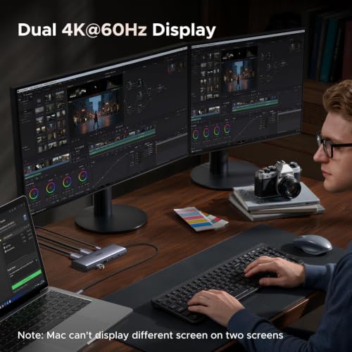 UGREEN USB C Docking Station Dual Monitor, 9-in-1 Aluminum Dock with 2xHDMI | Dual 4K@60Hz, 5Gbps USB-A&C Data Ports, 100W PD, SD/TF 170MB/s, Revodok Pro Laptop USB-C Dock for HP, Thinkpad, Dell and More