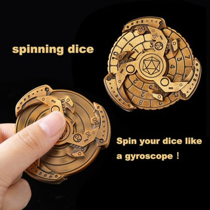 7-in-1 Spinner DND Dice Set, Rotate Metal Rotate Dungeons and Dragons DND Compass Dice, Cool RPG Role Playing Table Game Dice（Gold） - color: Mechanical -Gold