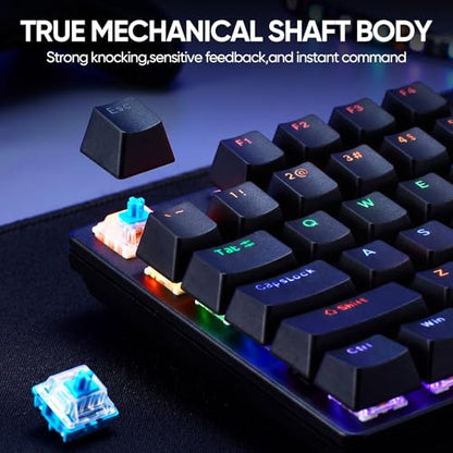 Guiheng Wired Mechanical Gaming Keyboard with Blue Switch, 104-Key Full Size RGB Backlit Wired Keyboard, Anti-Ghosting, Double-Shot ABS Keycaps, Lighted Computer Keyboard for PC Windows-Black