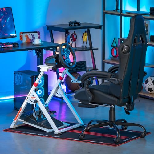 GTPLAYER Sim Racing Wheel Stand Simulator Cockpit Wheel Stand Steering Shifter Mount Fit for Logitech G25 G27 G29 G920 G923 Thrustmaster T330TS Gaming Stand Wheel Pedals NOT Included (White) - color: White