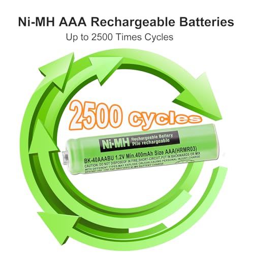 OSIM 6Pack BK-40AAABU Ni-MH AAA Rechargeable Batteries 1.2V AAA Ni-MH Rechargeable Batteries 400mah for Panasonic Cordless Phones, Remote Controls, Electronics - size: SL400-6 PCS