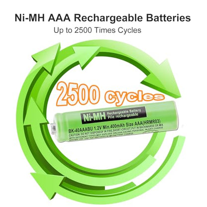 OSIM 8Pack BK-40AAABU Ni-MH AAA Rechargeable Batteries 1.2V AAA Ni-MH Rechargeable Batteries 400mah for Panasonic Cordless Phones, Remote Controls, Electronics - size: SL400-8 PCS