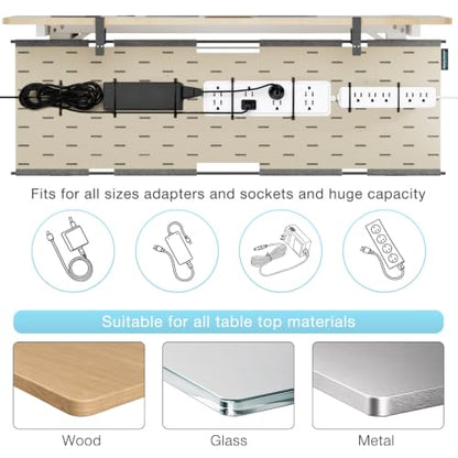 No Drill Under Desk Cable Management Tray, 45.2" Felt Cord Organizer | Clamp/Screw Mount Desk Cable Management, As Standing Desk Privacy Panel, Desk Wire Management for Office, Home