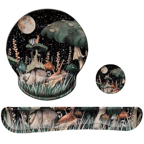 Keyboard Wrist Rest Pad Mouse Pad with Wrist Support Set of 3, Mousepad with Non-Slip Rubber Base, Ergonomic Memory Foam Mouse Wrist Cushion Support for Home Office Laptop Computer Gaming, Snail - color: Snail